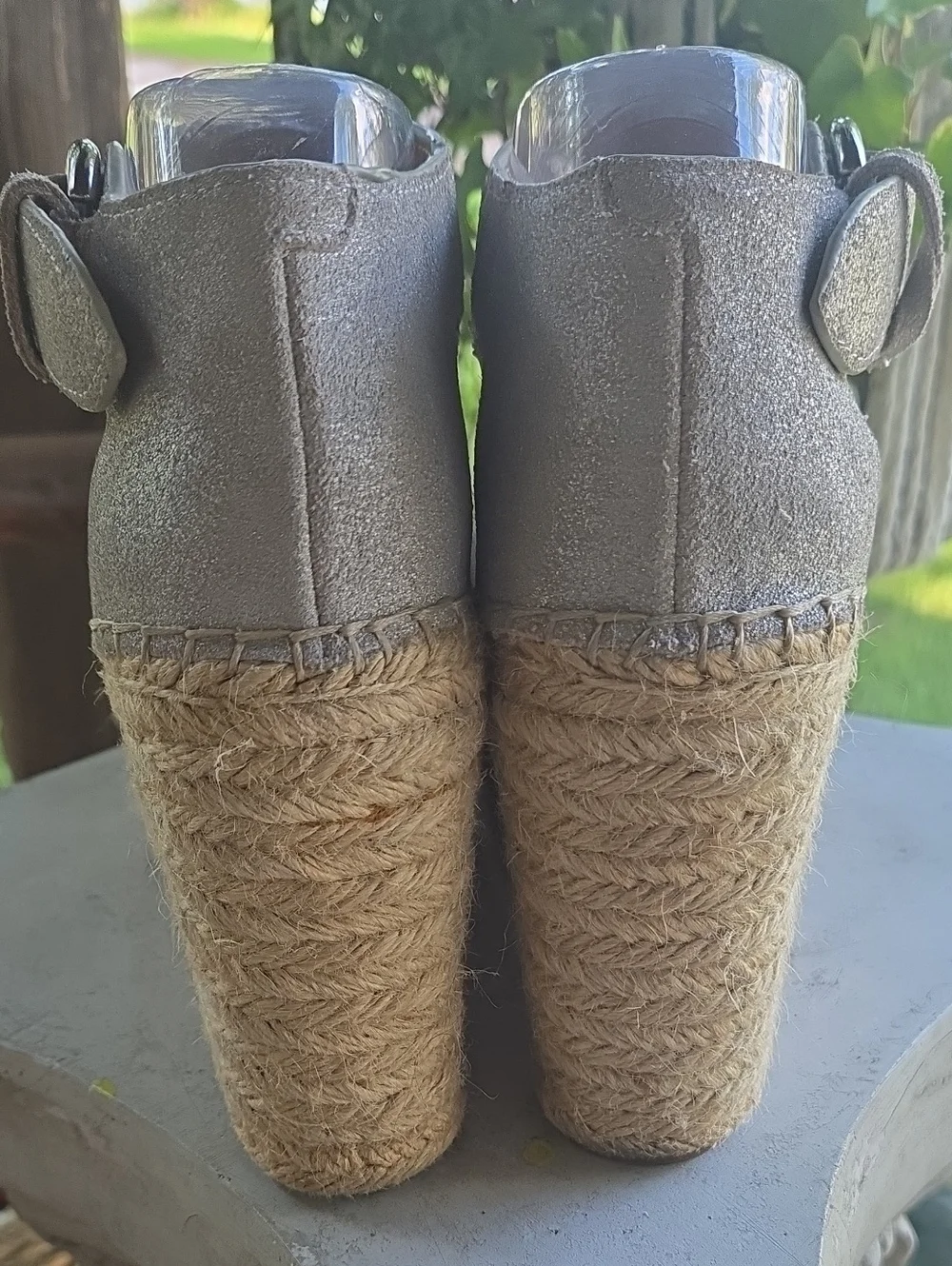 Marc Fisher Lalida Metallic Silver Espadrille Wedge Size 8